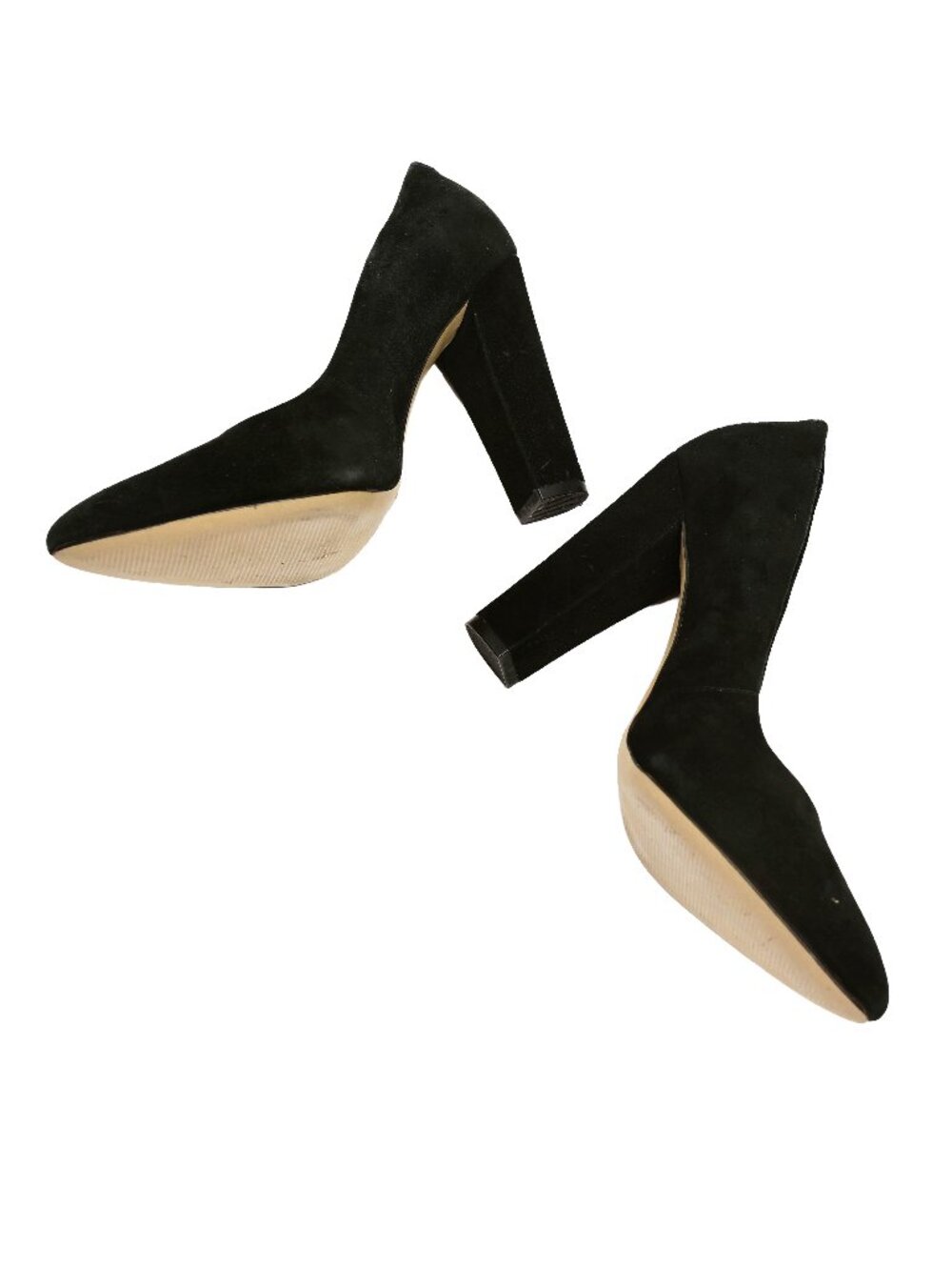 BCBG Black Suede Leather Pumps with Block Heel 7.5 M - Picture 7 of 12